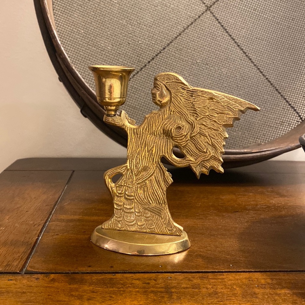 Brass Angel Candle Holder